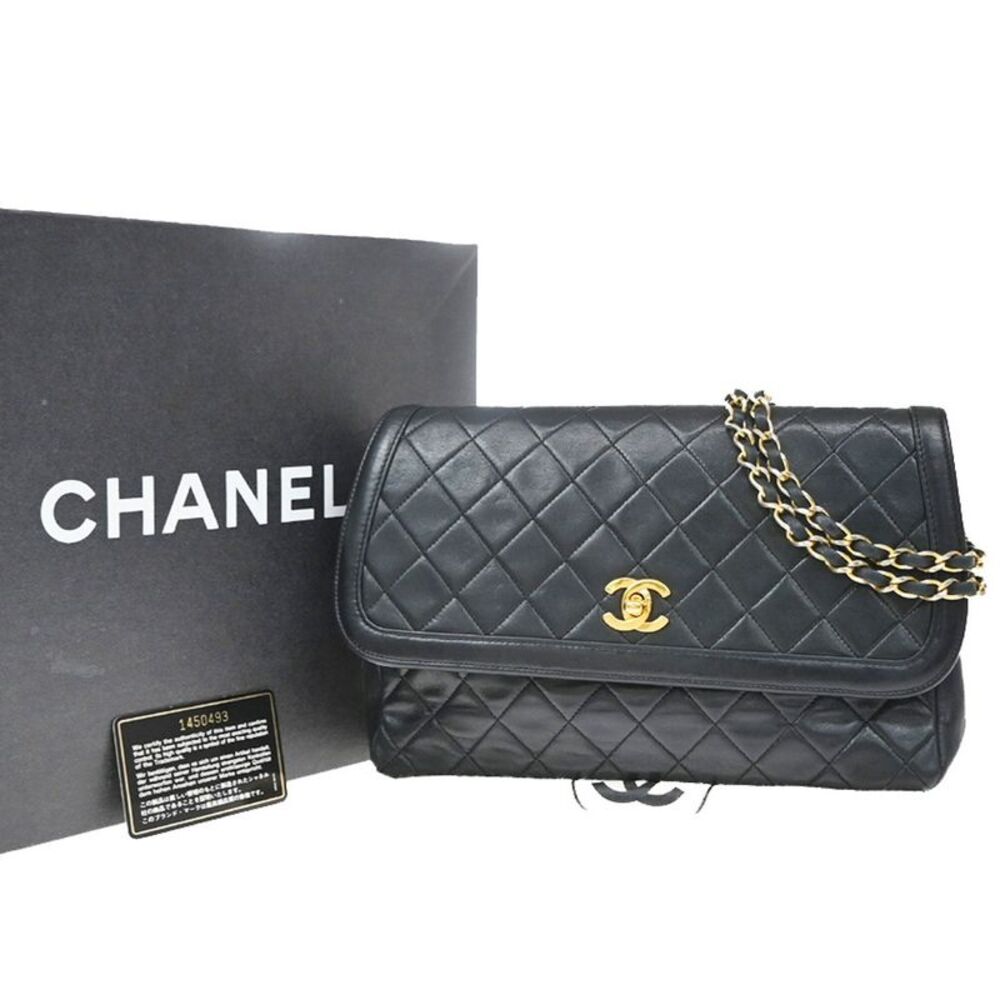 Chanel Chanel Matelassé Cuir Noir Black Leather Black Leather Shoulder Bag Bag